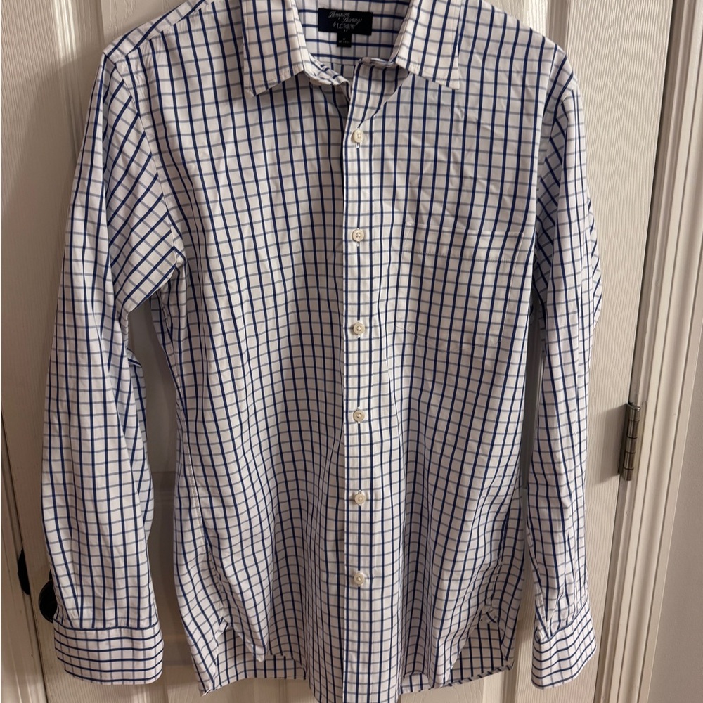 J. Crew Thompson Shirtings 80s 2-Ply Blue and White Plaid Shirt